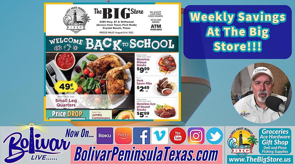 Back To School Specials At Gulf Coast Market in Crystal Beach, Texas.