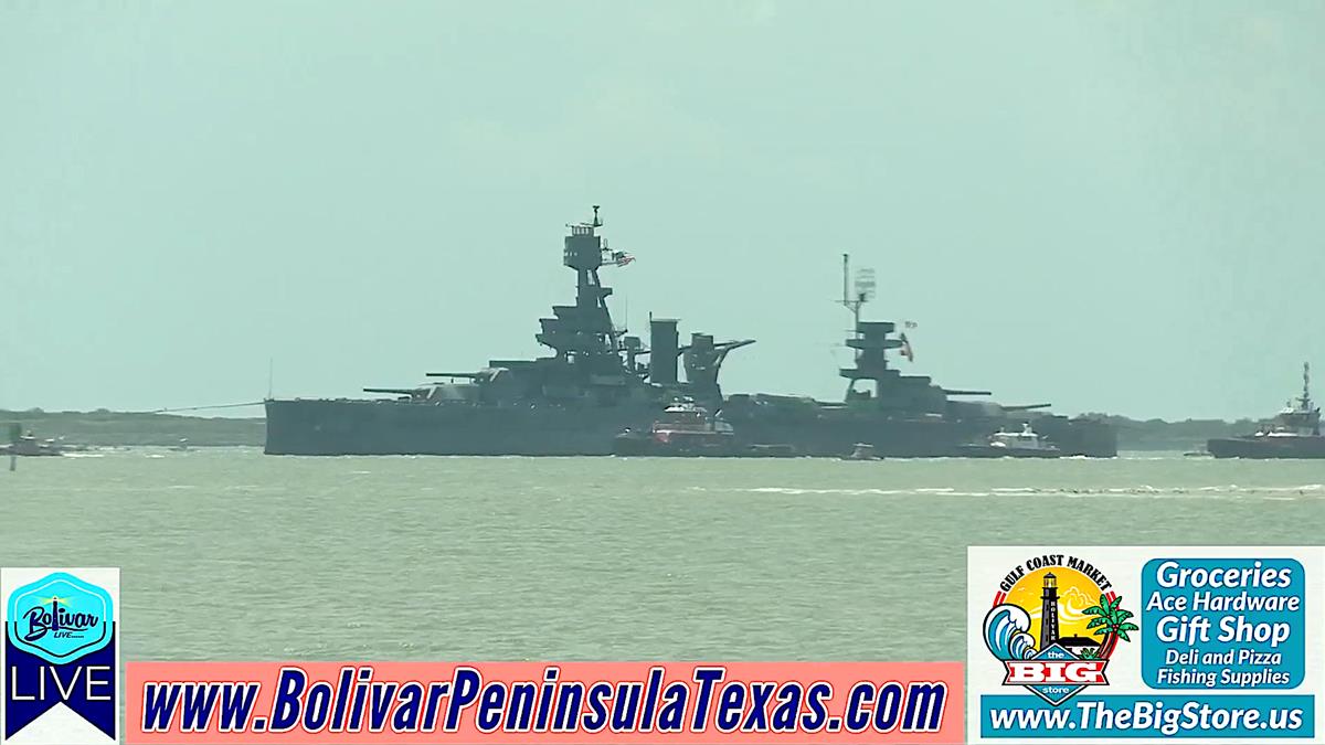 Battleship Texas Moving To Dry Dock For Repairs.