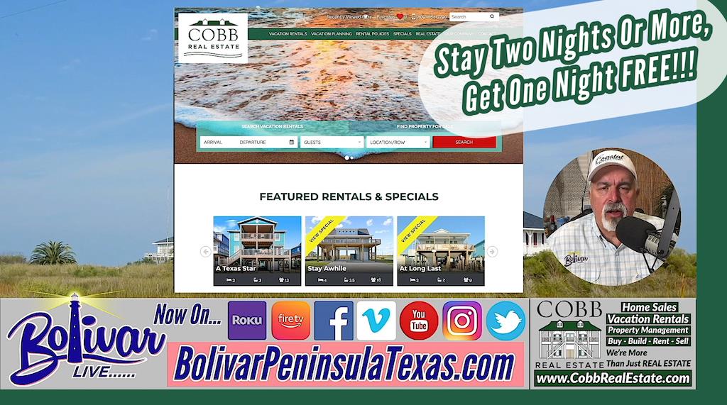 Beach House Rentals, Stay Two Nights Or More Get One Night FREE.
