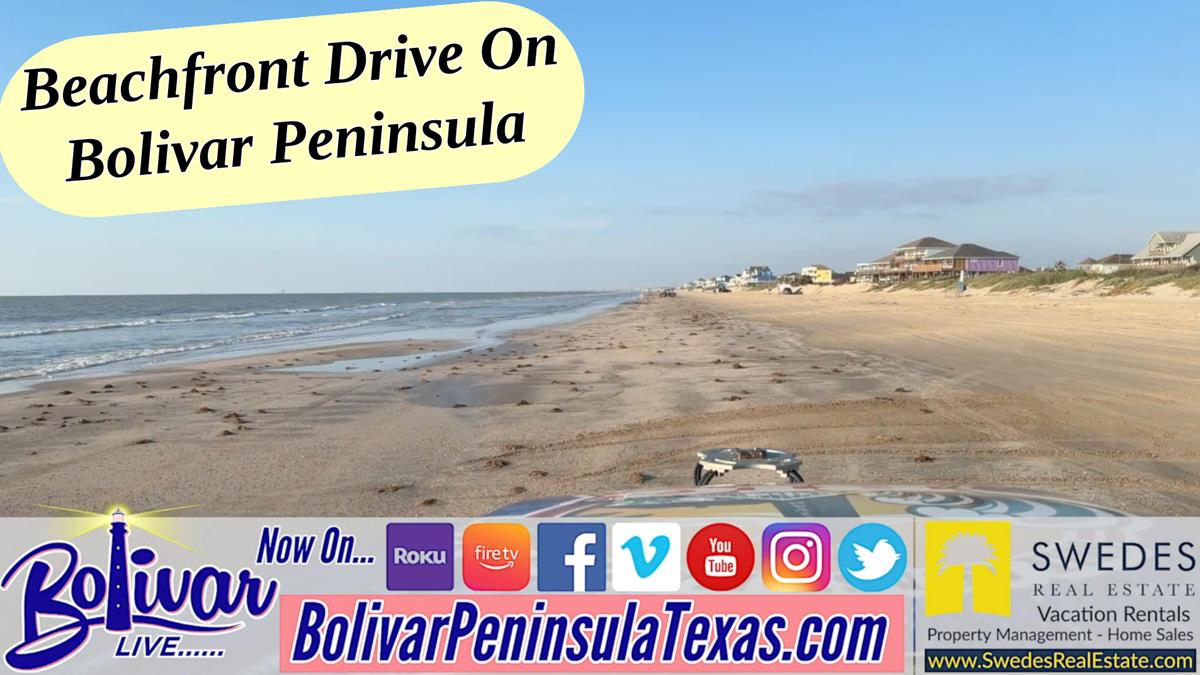 Beachfront Drive Saturday Morning On The Upper Texas Coast, Bolivar Peninsula.