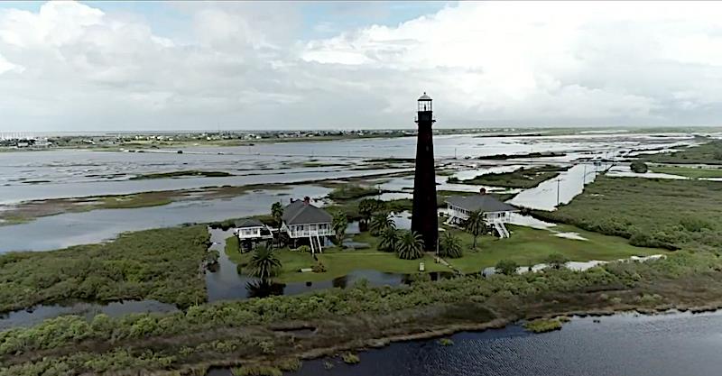 Bolivar LIVE With An Aerial View, Port Bolivar, Texas Flooding.