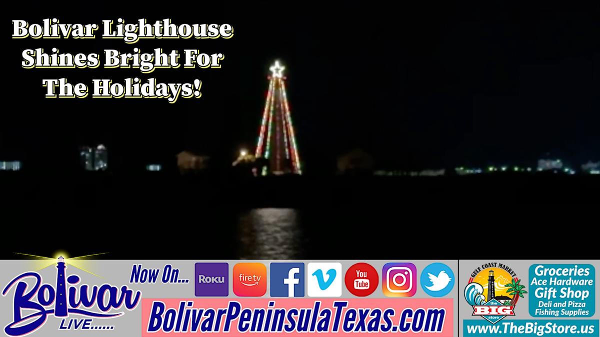 Bolivar Lighthouse, Shines For Christmas and New Year's Eve.
