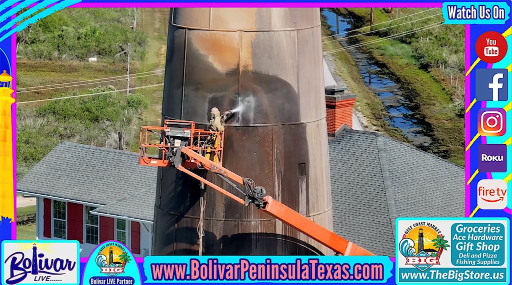 Bolivar Lighthouse Transformation Begins With Hydro-Blasting, A Closeup View.