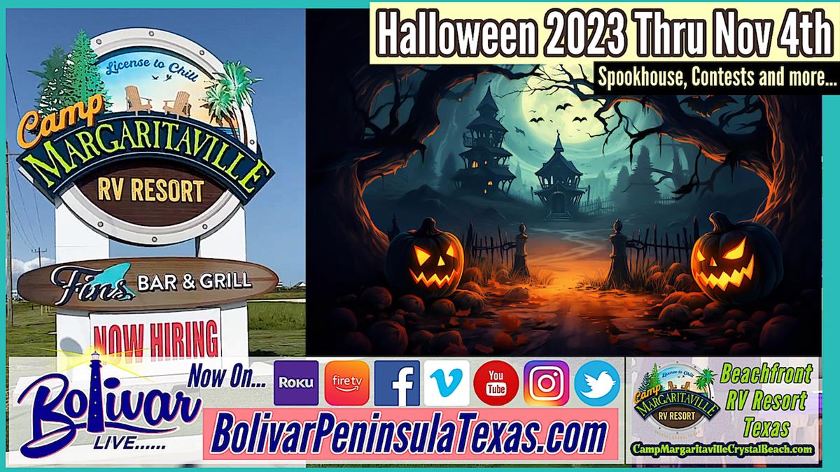 Camp Margaritaville Crystal Beach, Texas, Halloween 2023 Beachfront.