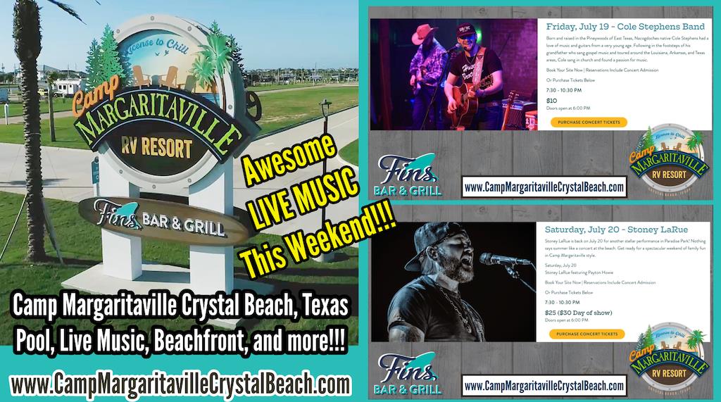 Camp Margaritaville Crystal Beach, Texas- Live Music Beachfront.