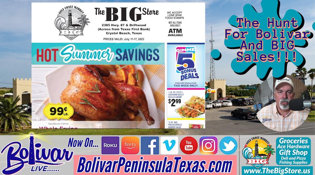 Clue #1 Hunt For Bolivar And BIG Sales Ad At, Gulf Coast Market.