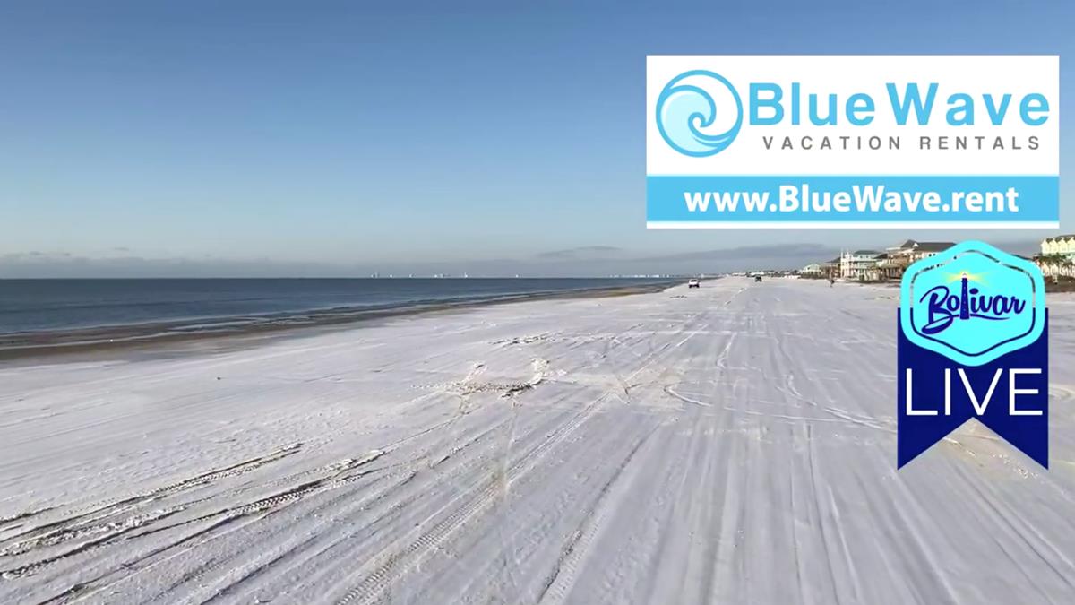 Crystal Beach, Texas Snow and Ice Covered Beachfront