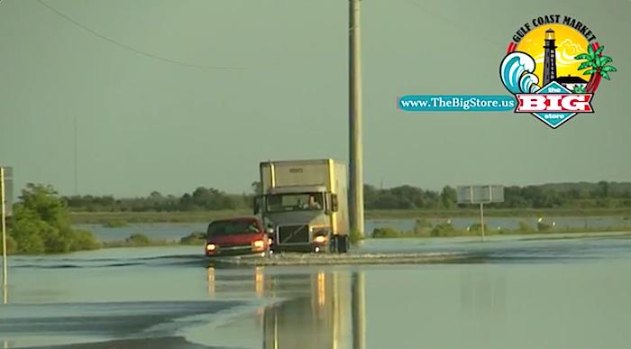 7am Update, Despite TxDot Barricades Many Brave Flood Water On Hwy 124 In Chambers County.