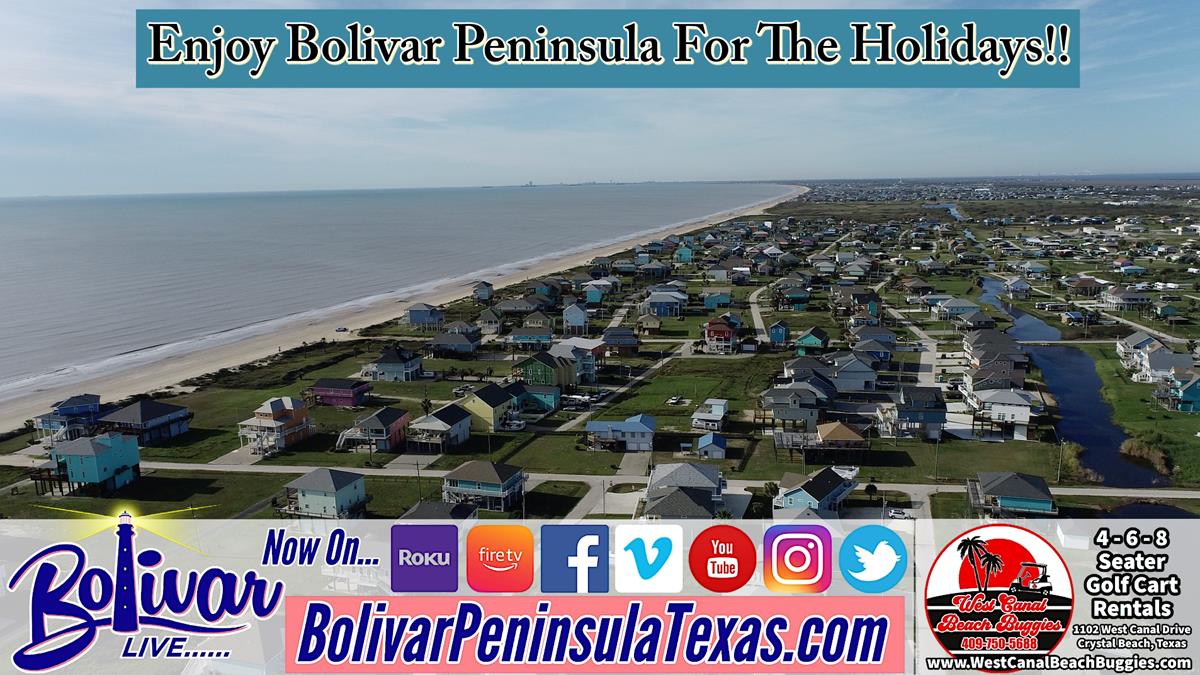 Enjoy 27 Miles Of Beachfront For The Holidays, Bolivar Peninsula Texas.