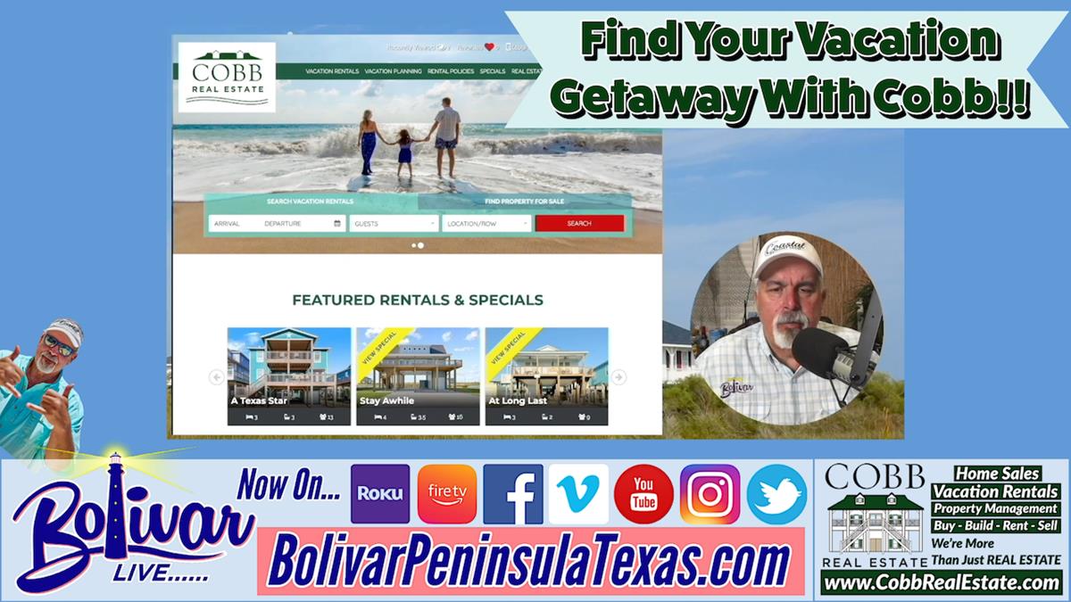 Find Your Vacation Rental At Cobb Real Estate, On Bolivar Peninsula, Texas.