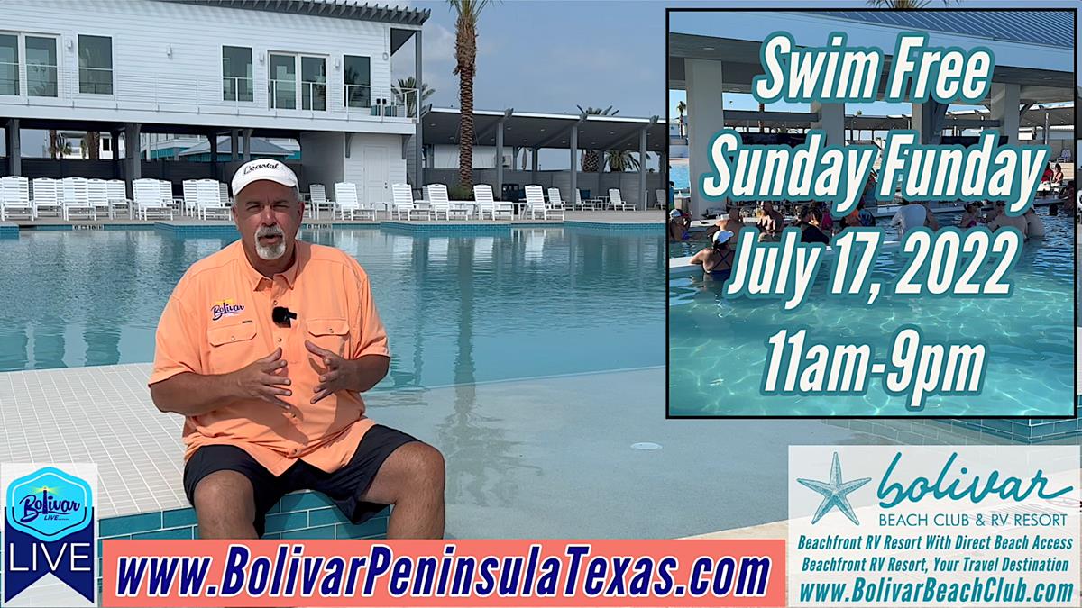 Free Swimming For Sunday Funday, Bolivar Beach Club.