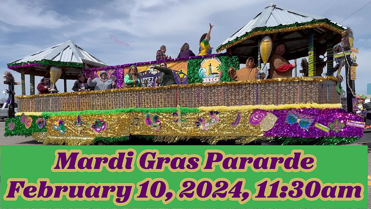 Gearing Up For The Mardi Gras Parade In Crystal Beach, Texas.