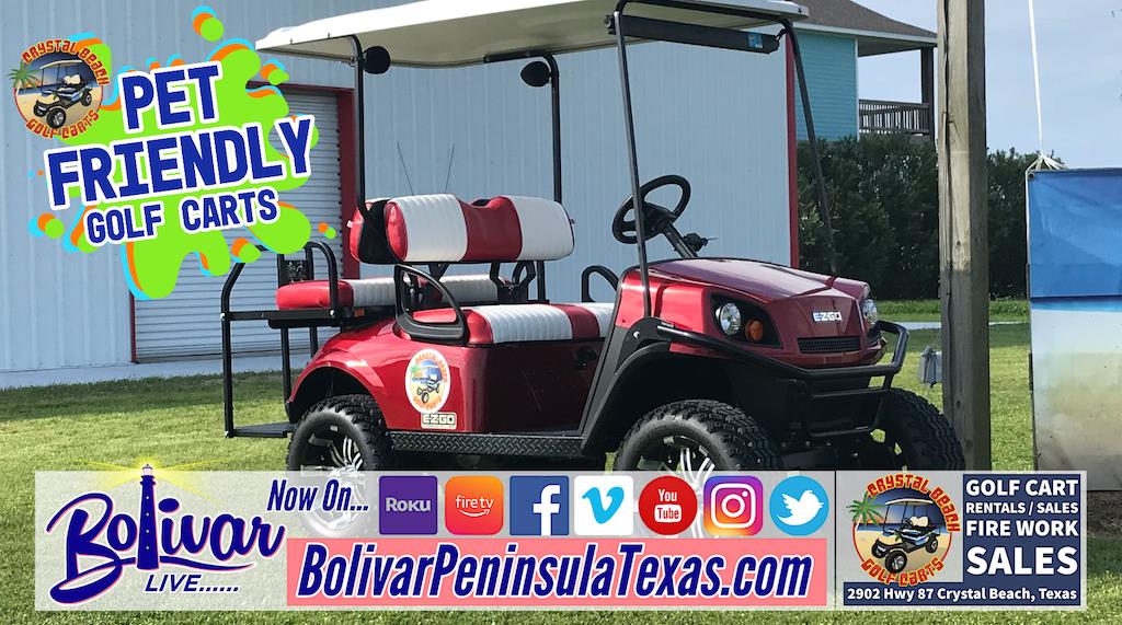 Golf Cart Rentals On Bolivar Peninsula, Pet Friendly.