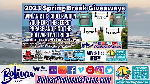 It's Bolivar Live Beachfront View Talking Free Giveaways For Spring Break.