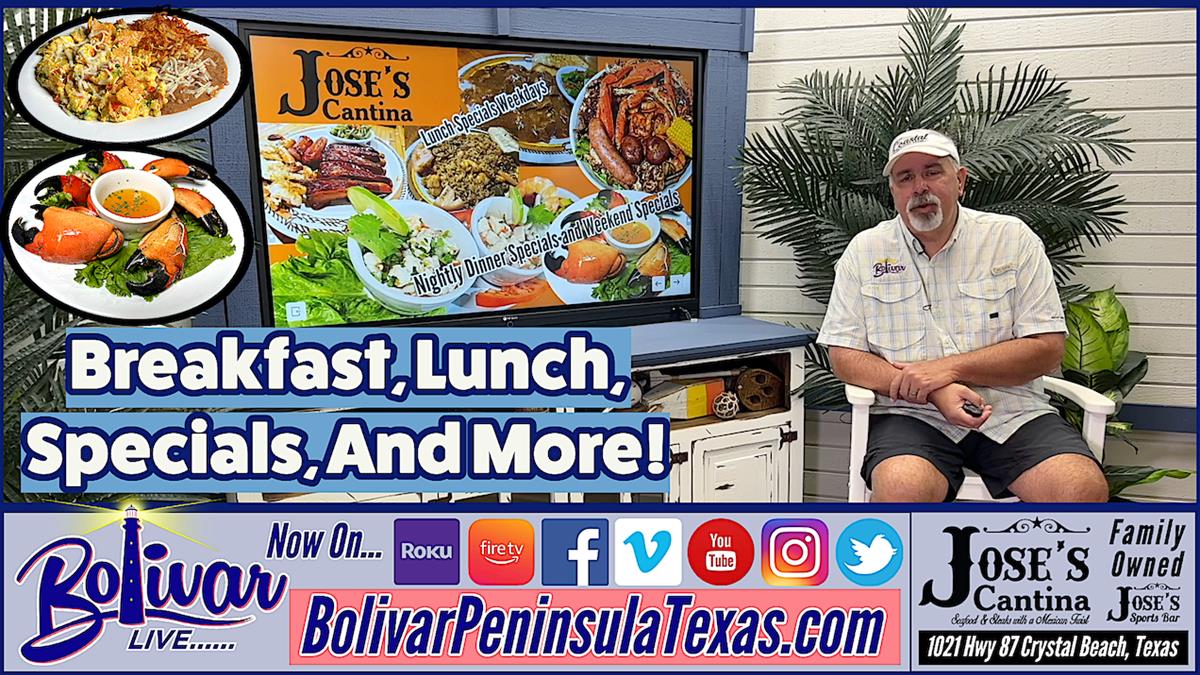 Jose's Cantina and Sports Bar in Bolivar Peninsula, Texas. Breakfast, lunch specials, and more!