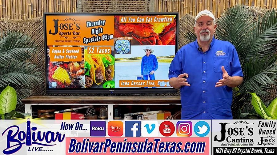 Jose's Live Music, Boiled Crawfish and Seafood Platters.