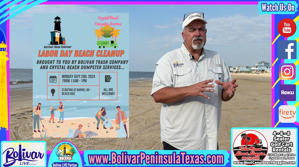 Labor Day beach cleanup and discounted golf cart rentals.