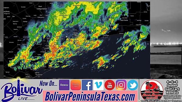 Lightning, Rain, and Winds Hit Bolivar Peninsula Early Morning Hours.