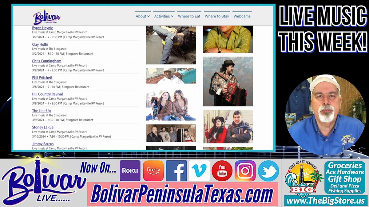 Live Music This Week On Bolivar Peninsula, Texas!