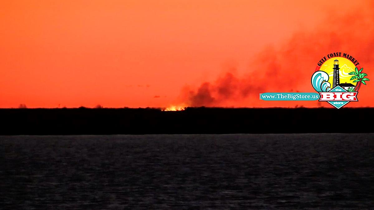 Marsh Fire Starts Close To Ratilion Rd Burns All Night On Bolivar Peninsula!