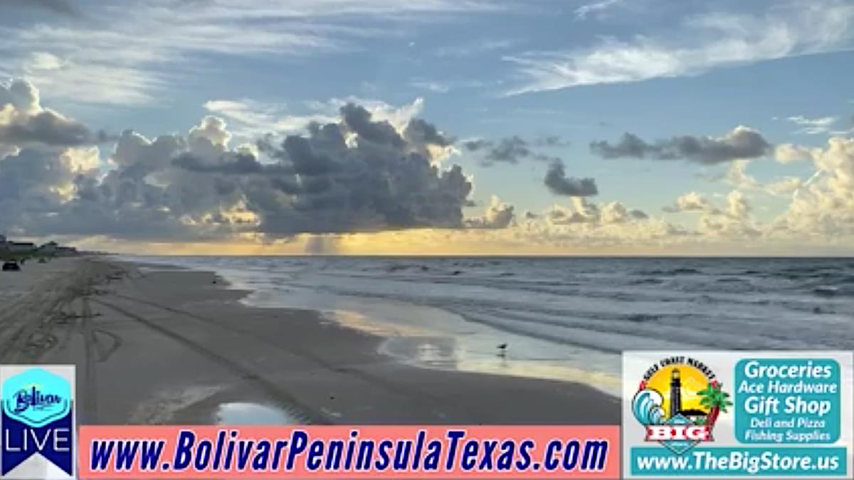 Morning Beachfront View From Bolivar Peninsula With Bolivar Live.