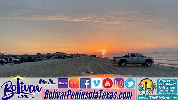 Morning View Beachfront With A Painted Sky In Crystal Beach, Texas.