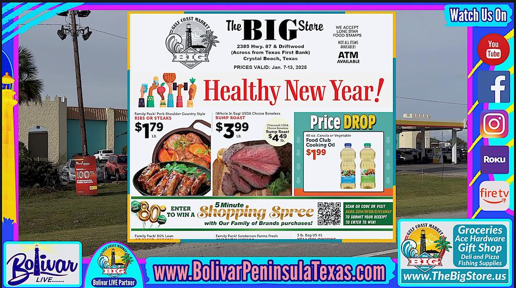 New Year, New Grocery Store Sales Ad in Crystal Beach, Texas, on Bolivar Peninsula