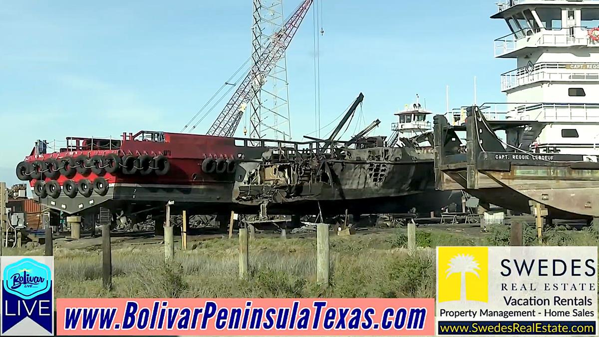 On The Scene Of Shipyard Fire Last Night In Port Port Bolivar, Texas.