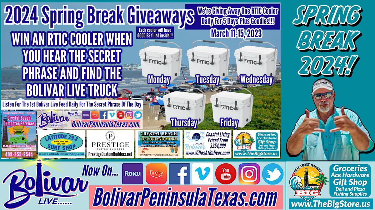 Secret Phrase Giveaway For Spring Break 2024 In Crystal Beach, Texas!