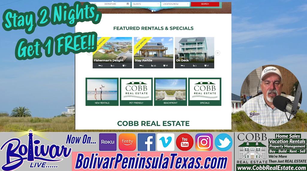 Stay 2 Nights Or More, Get Your 3rd Night FREE From Cobb real Estate.