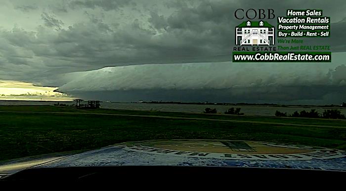 Summer Storms Heading Across The Bay Towards Bolivar Peninsula and Crystal Beach, Texas.