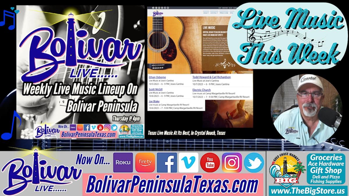 The Bands On Bolivar Playing Live This Week On The Upper Texas Coast, Bolivar Peninsula.