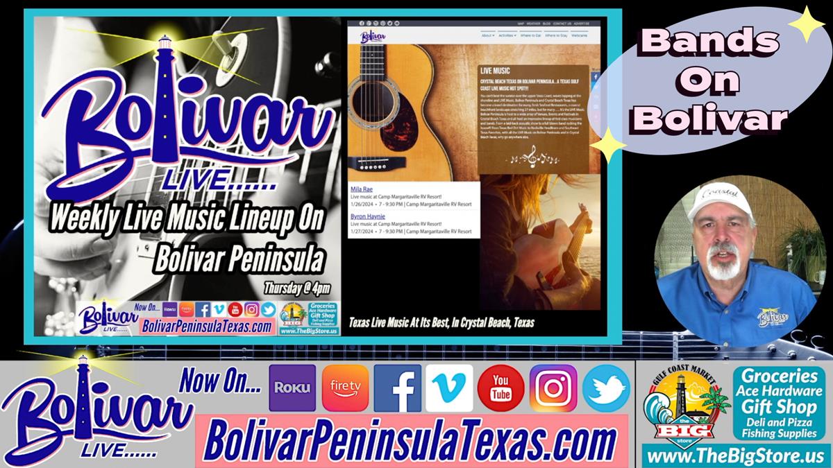 The Live Music Line-Up This Week On Bolivar Peninsula, Texas.