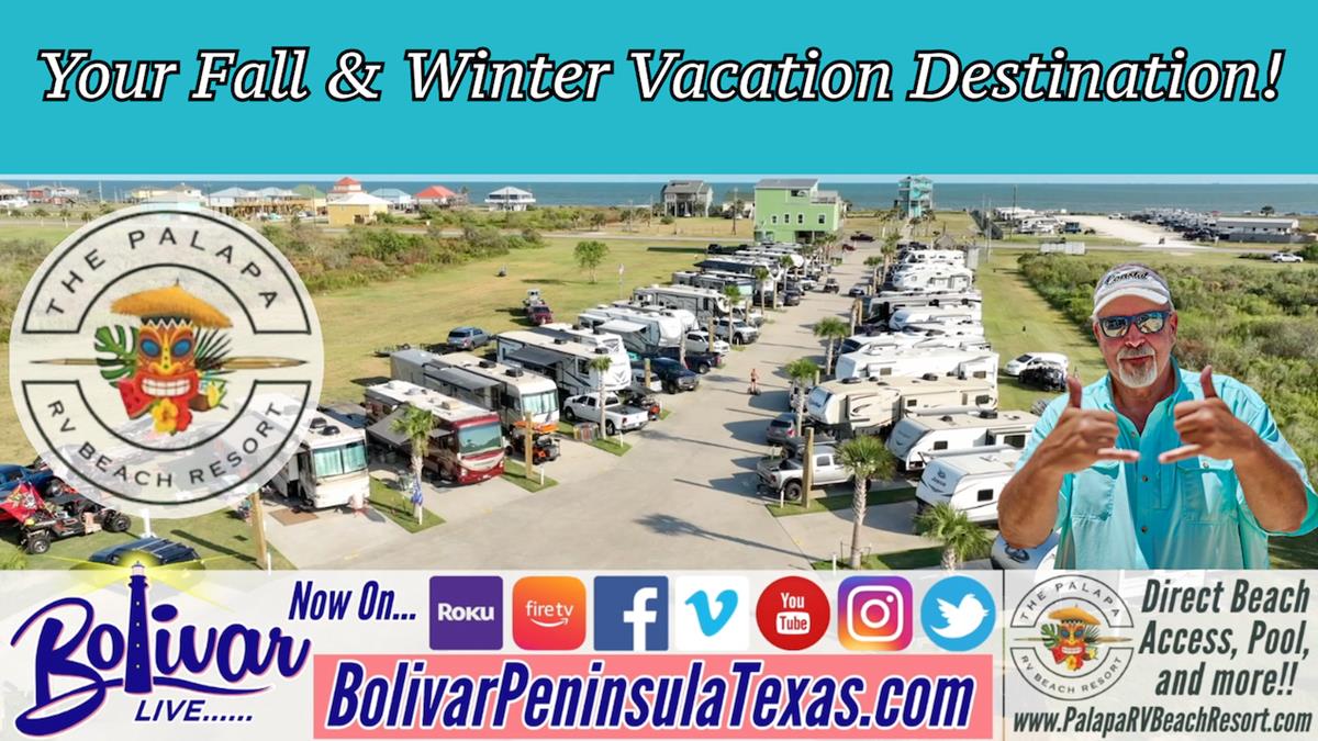 Your Fall and Winter Vacation Destination, Palapa RV Beach Resort In Crystal Beach, Texas.