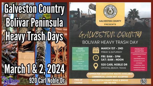 <a href="/Event-2024-3-2-Bolivar-Peninsula-Heavy-Trash-Day" itemprop="url">Galveston County Bolivar Peninsula, Heavy Trash Day</a>