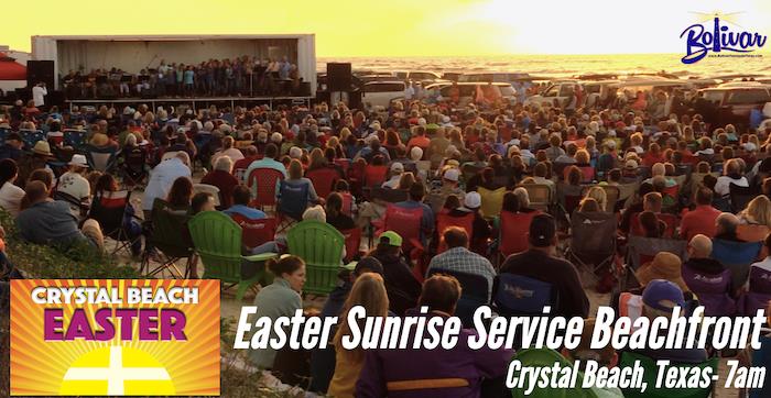Easter Sunrise Service Beachfront, Crystal Beach, Texas.