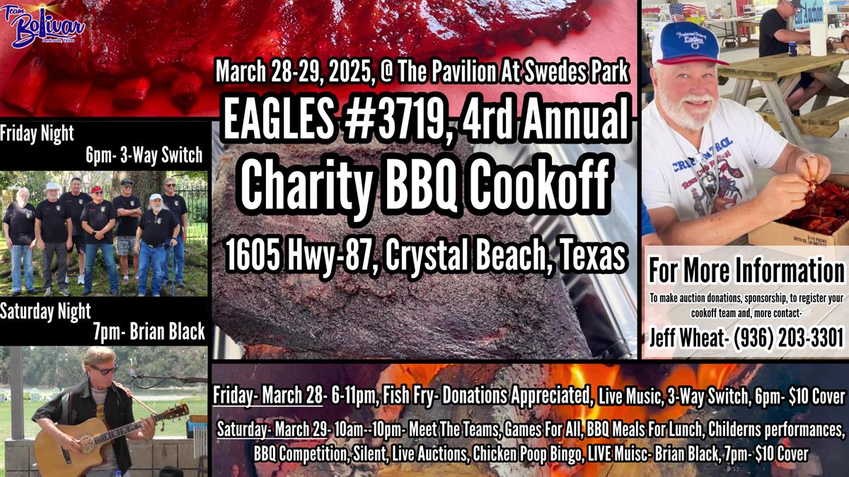 F.O.E. Eagles #3719, 2025 Charity BBQ Cookoff, Crystal Beach, Texas!