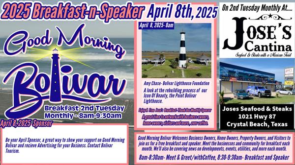 <a href="/Event-2025-4-8-Good-Morning-Bolivar-FREE-Breakfast-With-A-Speaker" itemprop="url">Good Morning Bolivar, FREE Breakfast With A Speaker.</a>
