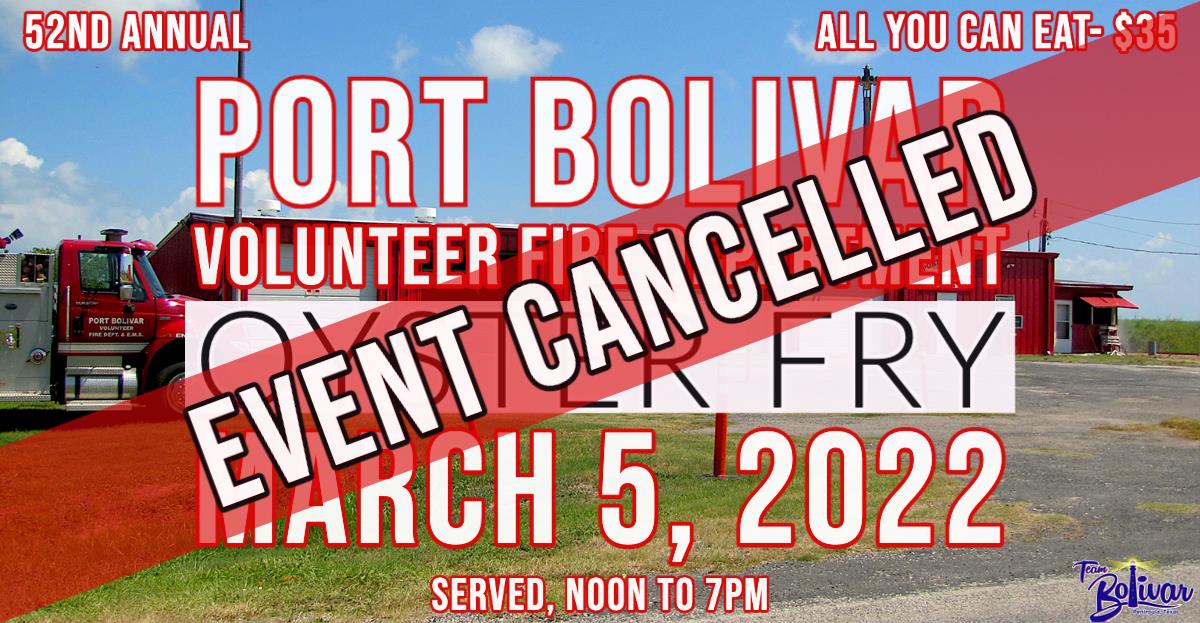Event Cancelled-Port Bolivar Volunteer Fire Department 52nd Annual Oyster Fry