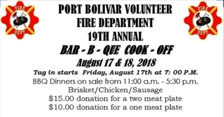 Port Bolivar Volunteer Fire Departments 19th Annual Bar-B-Que Cook-Off
