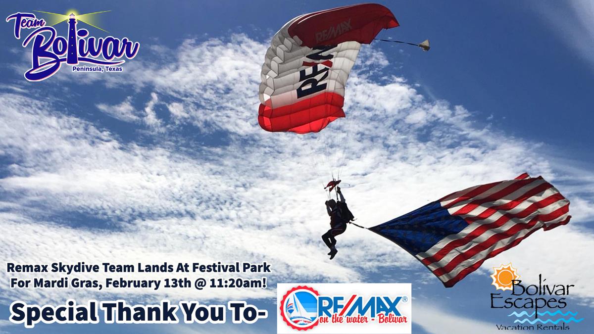 Remax Skydive Team Jump Into Mardi Gras.