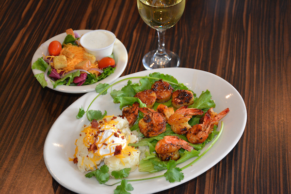 Ocean Grille in Crystal Beach Texas weekend Special, Blackened Shrimp and Scallops.